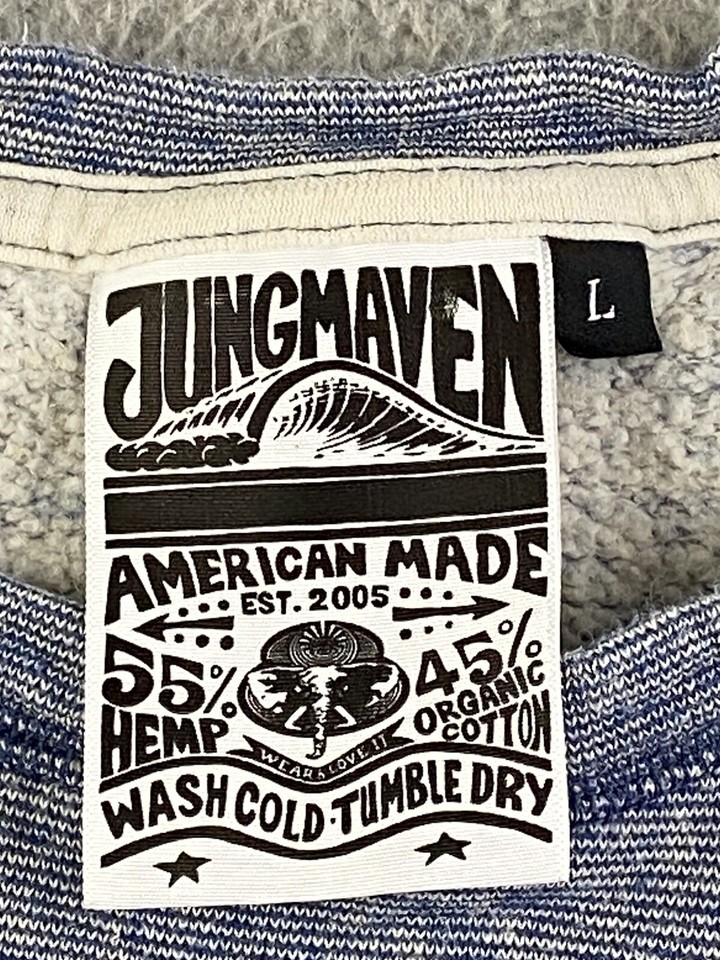 JUNGMAVEN Sweatshirt Blue Hemp Pullover Size Large USA Made Heavier