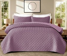 3 Piece Emboss Bedspread Quilted Comforter Bedding Set Bed Throw Reversible