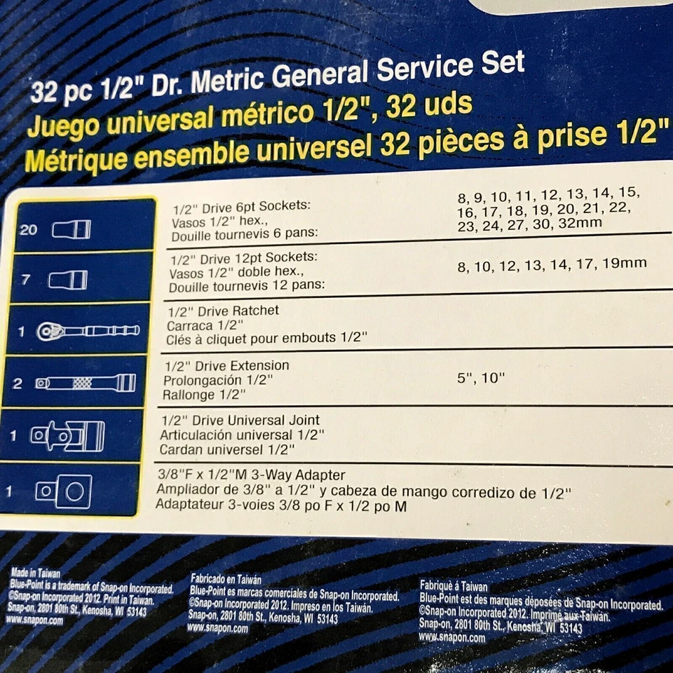 Blue Point Tools 32pc Drive Socket Set Professional Auto Repair Tool BLPATSM1232 - Image 4 of 4