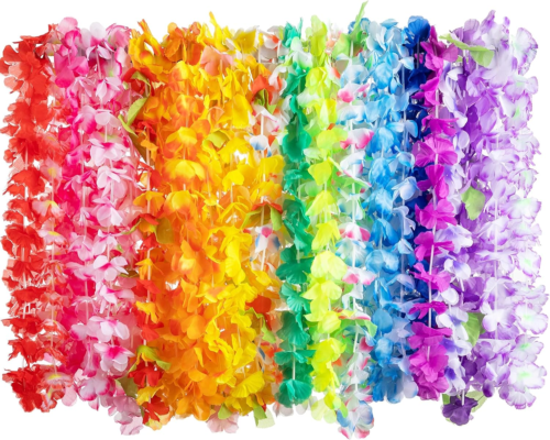 Toy 36 Counts Hawaiian Leis Bulk, Tropical Flower Lei Hawaiian Lei Beach Hawaii