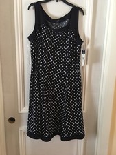 Chaps Women's Polka Dot Sleeveless Dress Navy/White Size XL