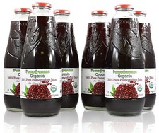 100 Pomegranate Juice - 6 Pack ,33.8Fl Oz - USDA Organic Certified - Glass Bott