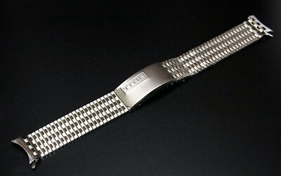 NOS NEW STL TITUS 18mm Curved End 7 Beads Links Ladder Watch Band Bracelet HK
