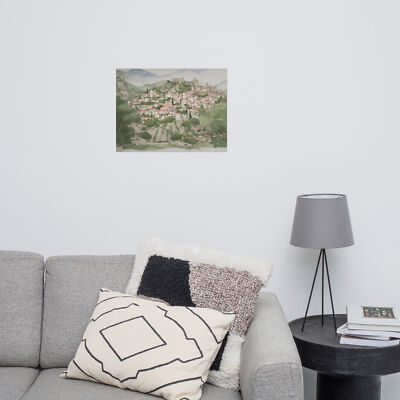 Poster ''Mountain Serenity: Explore the Ancient Alpine Village''