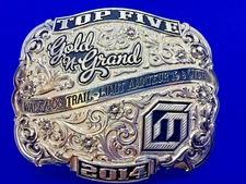 Gold N Grand Top Five 2014 Walk Jog Trail Vintage Trophy Belt Buckle by Gist 