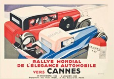 Art Deco Vintage Poster Car Rally Race Cannes France 1929 French Advert A3 A4