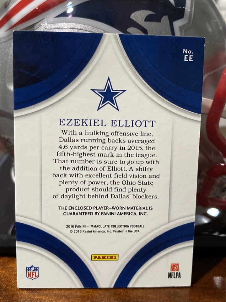 2016 Panini Immaculate Collection Ezekiel Elliott RC Jumbo Patch /49 - Image 2 of 2