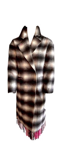 7 ForAllMankind coat new check size XS long coat maximum coat fringe - Picture 5 of 7