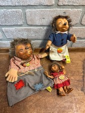 Vintage Steiff Hedgehogs Mucki Micki Mecki Lot 3 Dolls Hand Puppet Germany