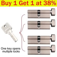 35T/35 Thumb Turn Cylinder Euro Barrel Door Lock Set with 3 Keys for Doors New