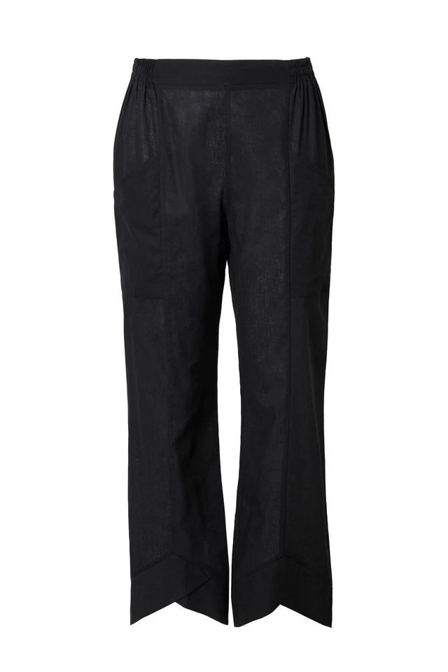 Ulla Popken Damen große Größen Hose Leinenmix Schmucksaum weites Bein - Bild 1 von 1