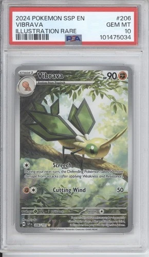 2024 POKEMON SSP EN-SURGING SPARKS #206 VIBRAVA ILLUSTRATION RARE PSA 10