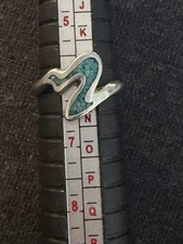 Vintage Sterling Silver Crushed Turquoise Size 6 Free Form Ring 464