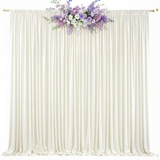 10x8ft Ivory Photo Backdrop Curtains Polyester Drapes Party Wedding Decor