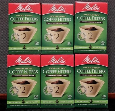 6 Packs Melitta #2 Cone Coffee Filters Natural Brown 100 Count (600 Total)