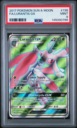 2017 POKEMON SUN & MOON #138 FULL ART/LURANTIS GX PSA 9