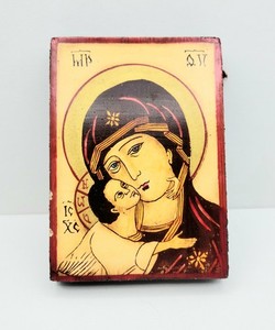 Orthodox Original Painting Wood Panel Virgin Mary and Christ Wall Hanging READ