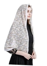 Lace Shawl Wrap for women Floral Lace Veil Church lace mantilla catholic Beige