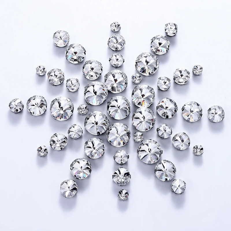 Multi Shape Mix Size Glass Sew on Rhinestones Flat Back Clear Crystals Stones fo