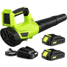 450 CFM / 150 MPH Powerful Cordless Leaf Blower w/ 2 Batts & Charger - 2 Speed