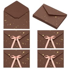 20 Pack Greeting Card Envelopes with Ribbon Bow, Brown 6.4" x 4.5"
