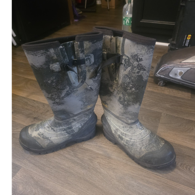 #ad Cabela#x27;s Men#x27;s Camouflage Work Boots Gray Black Rubber Mid Calf Size 11 M $18.00