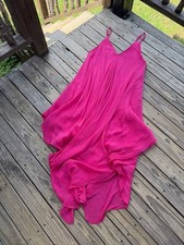 Steve Madden Suzanne High-Low Flowy V-Neck Maxi Dress in Hot Pink