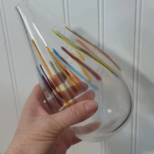 Vintage Rainbow Drip Art Glass Hand Blown Bud Vase Glass Signed Tanner Glass 7"