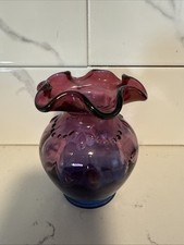 Vintage FENTON Mulberry Melon Vase Signed Lynn FENTON 97