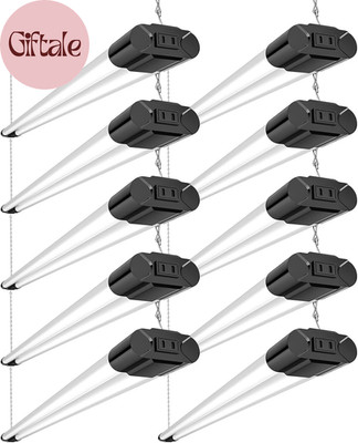 10 Pack Linkable LED Utility Shop Light, 4400 LM, 6500K Cool Daylight, 4 FT Inte