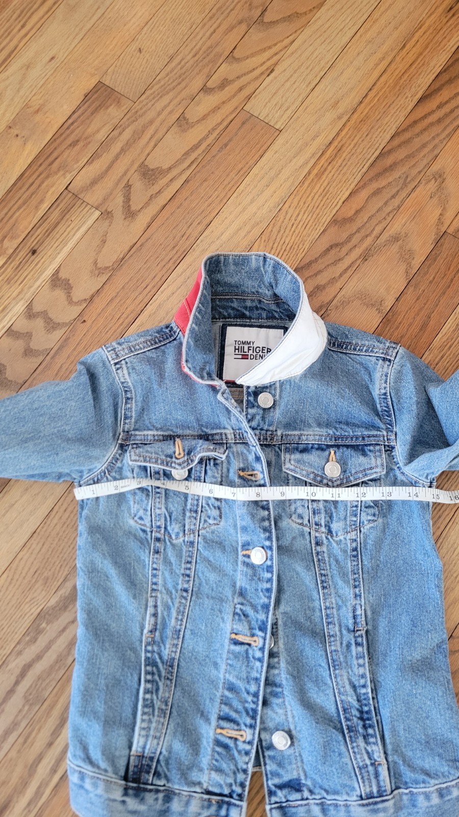 Vintage Tommy Hilfiger Jeans Jacket Womens Xxs Blue Denim Flag Logo 90s thumbnail 7