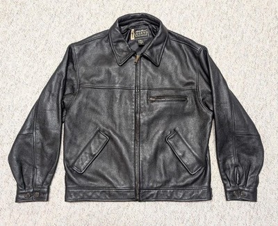 vintage EDDIE BAUER leather jacket M black JOURNEYMAN legend
