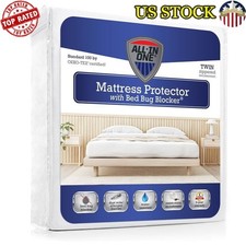 All-in-One Bed Bug Blocker Water Resistant Zippered Mattress Protector Twin Size
