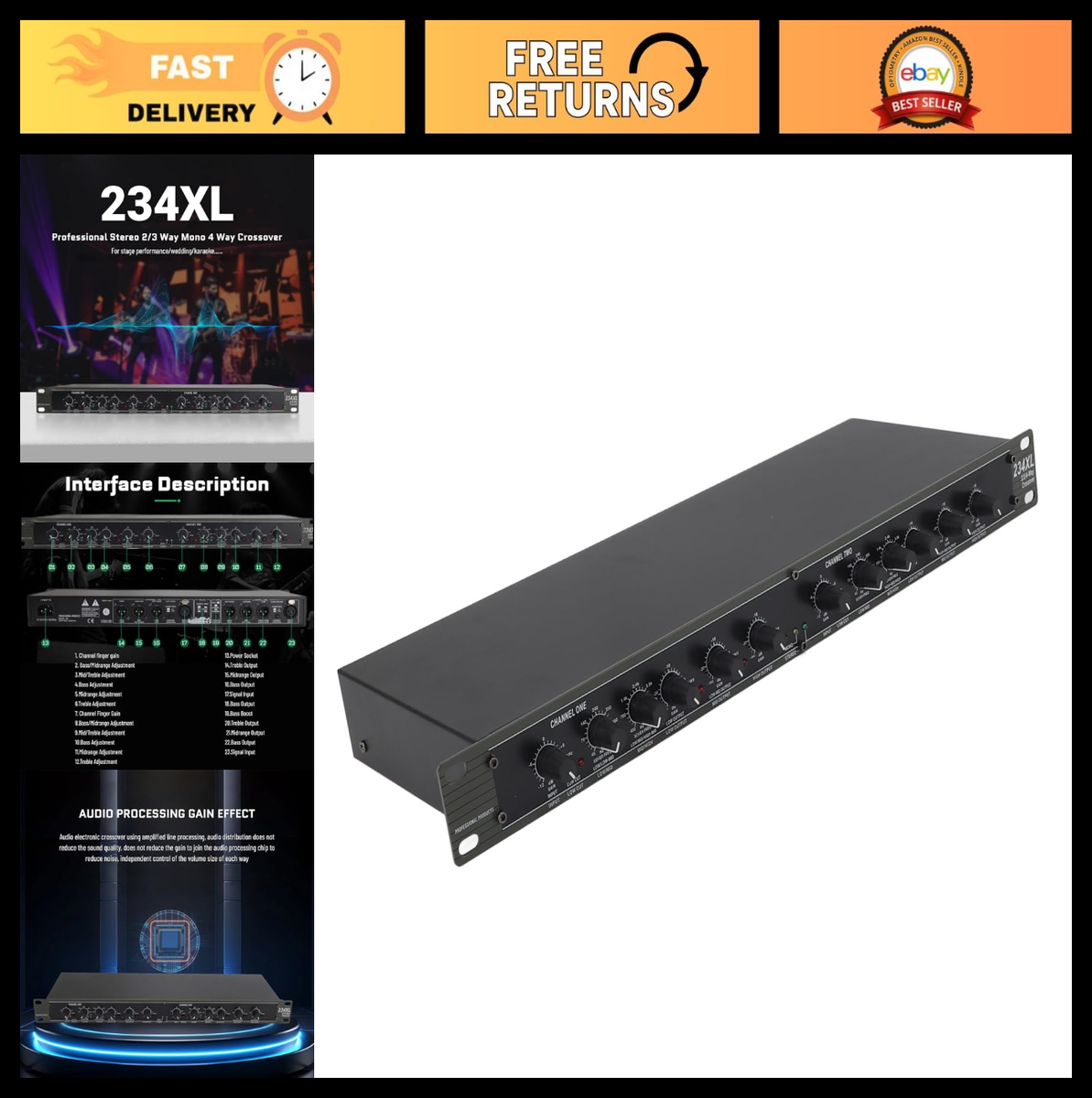 4 Way Audio Crossover - Professional Stereo Sound Distribution for