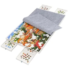 1500 Pieces Puzzle Board with Drawers and Cover,35x27Portable Jigsaw Puzzle T...