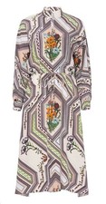 NWT Tory Burch Silk Printed Midi Shirtdress Sz XS Homage Floral No Slip