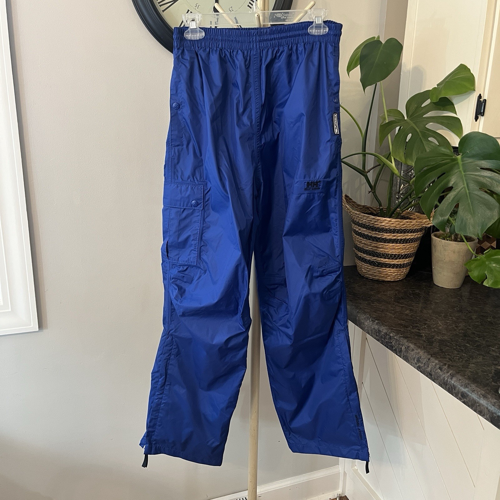 Helly Hansen Tech Rain Pants Mens M Blue Packable Zip Leg Outdoors Gorpcore