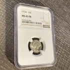 1934 10c Mercury Dime ~ NGC MS65 FB ~ Full Bands!