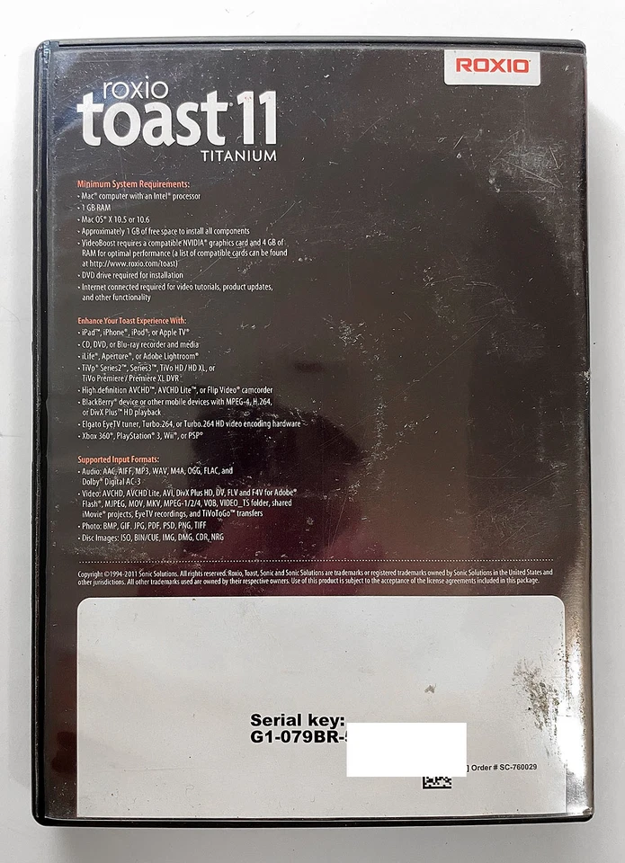 Roxio Toast 11 Titanium For Apple MAC Burning software with Serial Key - Image 3 of 3