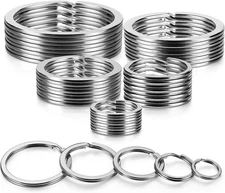 Key Ring Assorted (Flat), 5 Sizes (1/2 Inch, 3/4 Inch,1 Inch, 1.25 Inch, 1.38 In