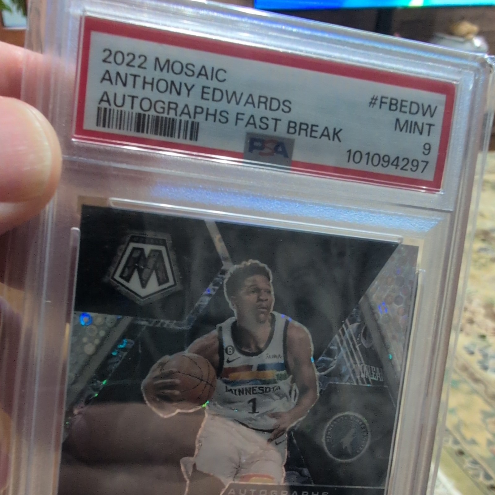 2022 Mosaic Anthony Edwards Fast Break Auto 🔥 PSA 9 🔥 Timberwolves  view 3