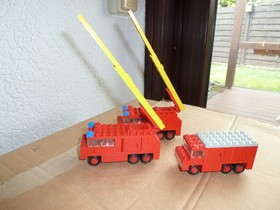 Lego Legoland 2x620 Fire Engine Ladder Truck and 1x602 Equipment Truck Old Vintage