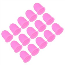15 Pcs Rubber Finger Tips Thumb Fingertip Protector, Pink Medium Size