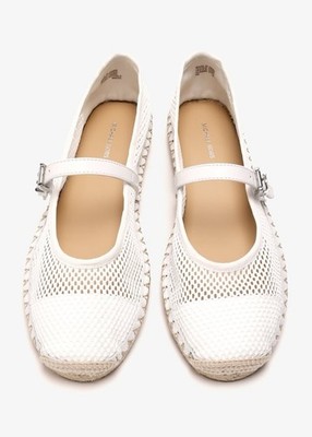 NEW Women s 9M Espadrilles Michael Kors Lynn White Mesh Ballet Mary Jane Dainty