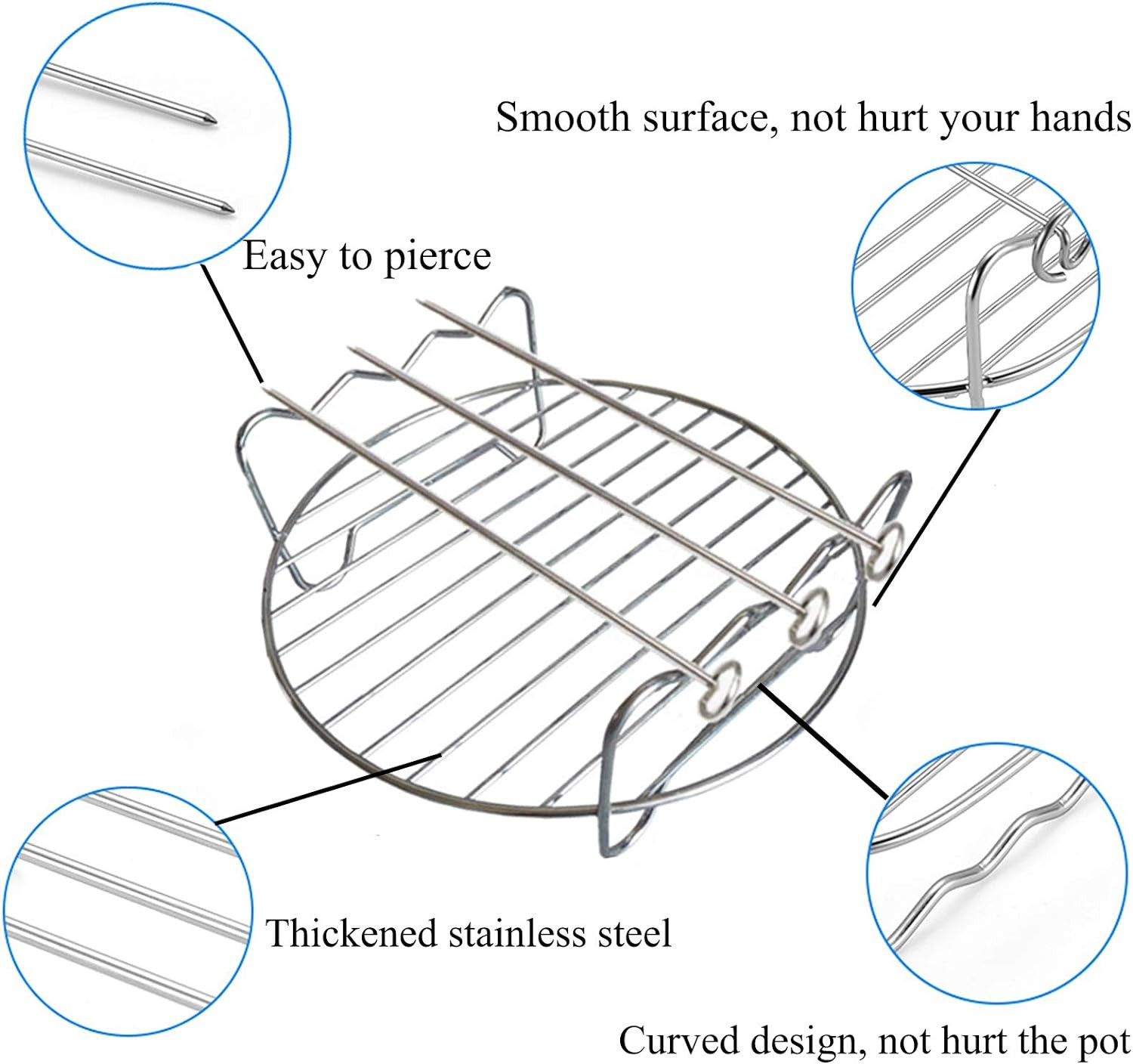 Multipurpose Air Fryer Accessories - 6'' Set of 3 Double Layer Racks with Skewer