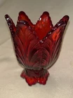 Fenton Ruby Red Tulip Shaped Two Way Reversible Candle Holder Votive Pillar 4”