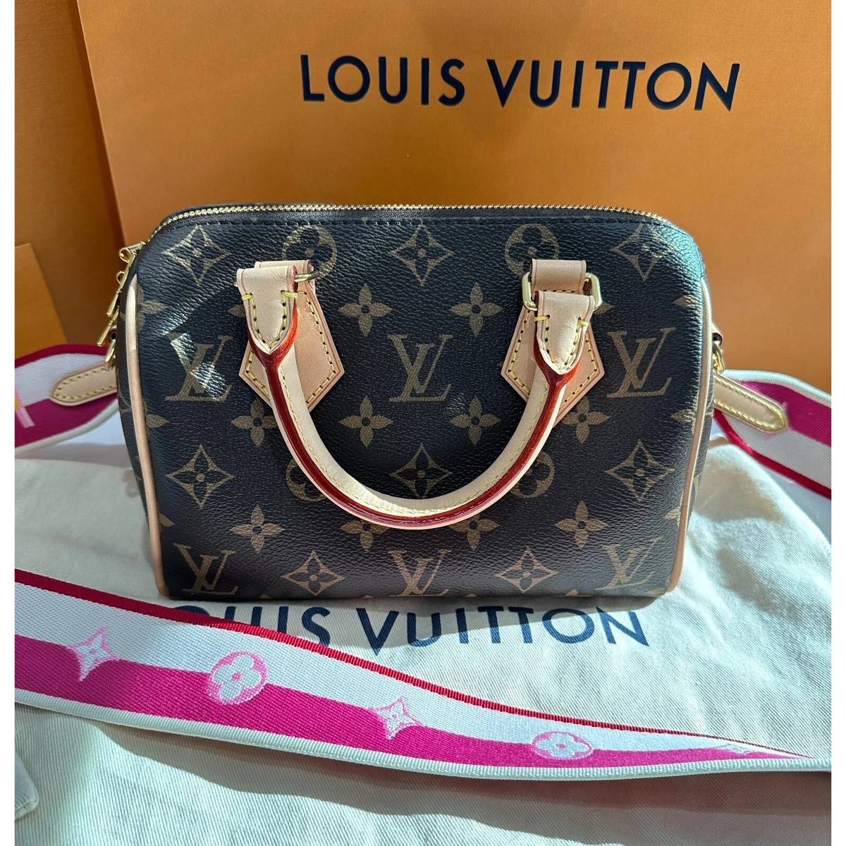 LOUIS VUITTON Speedy Bandouliere 20 Monogram Canvas Crossbody Bag Brow