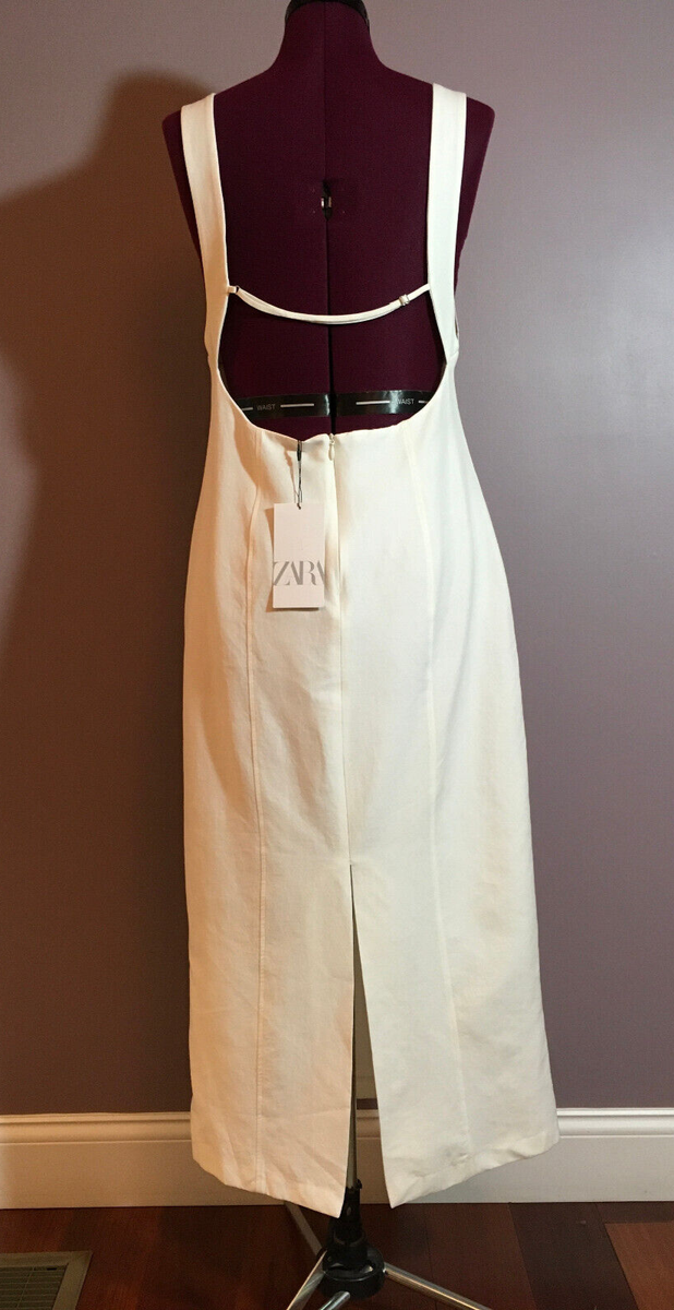 NWT ZARA WOMAN'S ECRU LINEN BLEND MIDI DRESS Size L 4688/330 | eBay