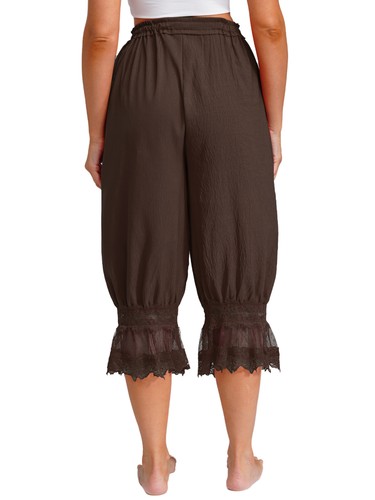 Womens Lace Trim Long Bloomers Pantaloons Pajama Bottoms Loose Pirate Pants - Bild 37 von 71