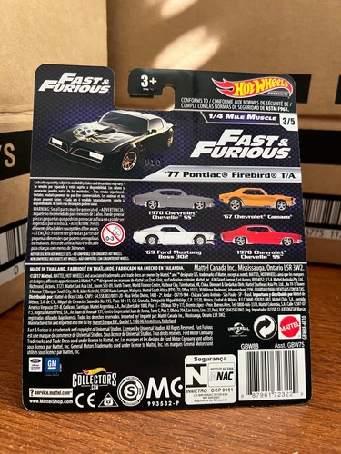 HOT WHEELS 2019 Premium Fast and Furious 1/4 Mile Muscle 77 Pontiac Firebird T/A - Picture 5 of 5